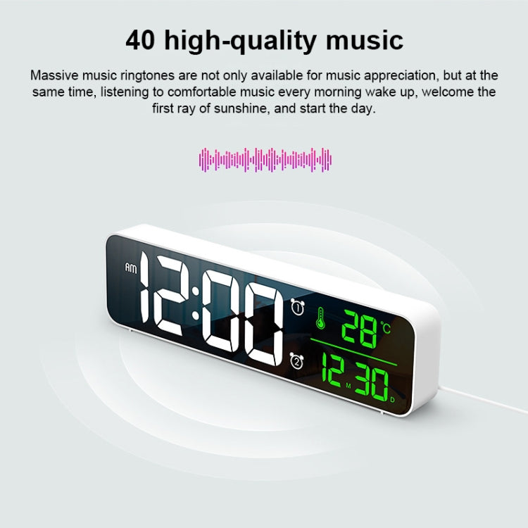 USB Electronic Clock LED Mirror Alarm Clock Desktop Wall Music Perpetual Calendar Clock
