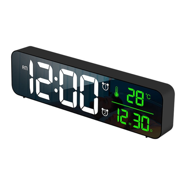 USB Electronic Clock LED Mirror Alarm Clock Desktop Wall Music Perpetual Calendar Clock