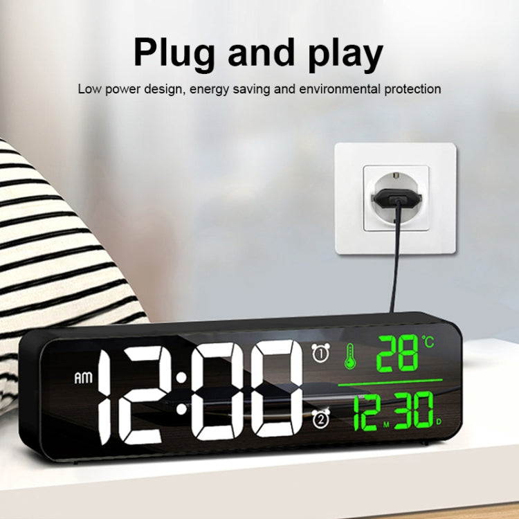 USB Electronic Clock LED Mirror Alarm Clock Desktop Wall Music Perpetual Calendar Clock