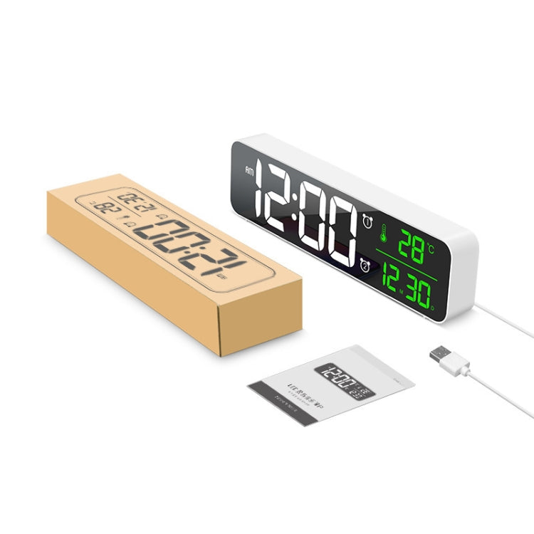 USB Electronic Clock LED Mirror Alarm Clock Desktop Wall Music Perpetual Calendar Clock