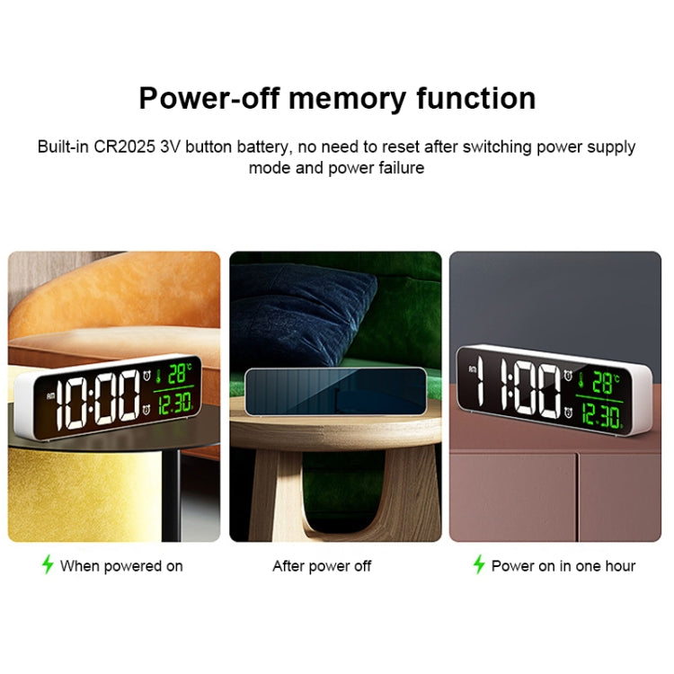 USB Electronic Clock LED Mirror Alarm Clock Desktop Wall Music Perpetual Calendar Clock