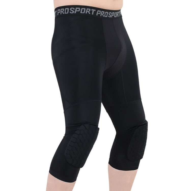 High Elastic Lycra Honeycomb Crash Pants Men Basketball Fitness Seven-tenths Sweatpants, Specification: XXL