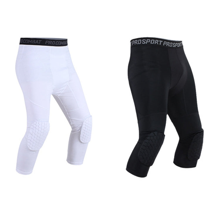 High Elastic Lycra Honeycomb Crash Pants Men Basketball Fitness Seven-tenths Sweatpants, Specification: XXL