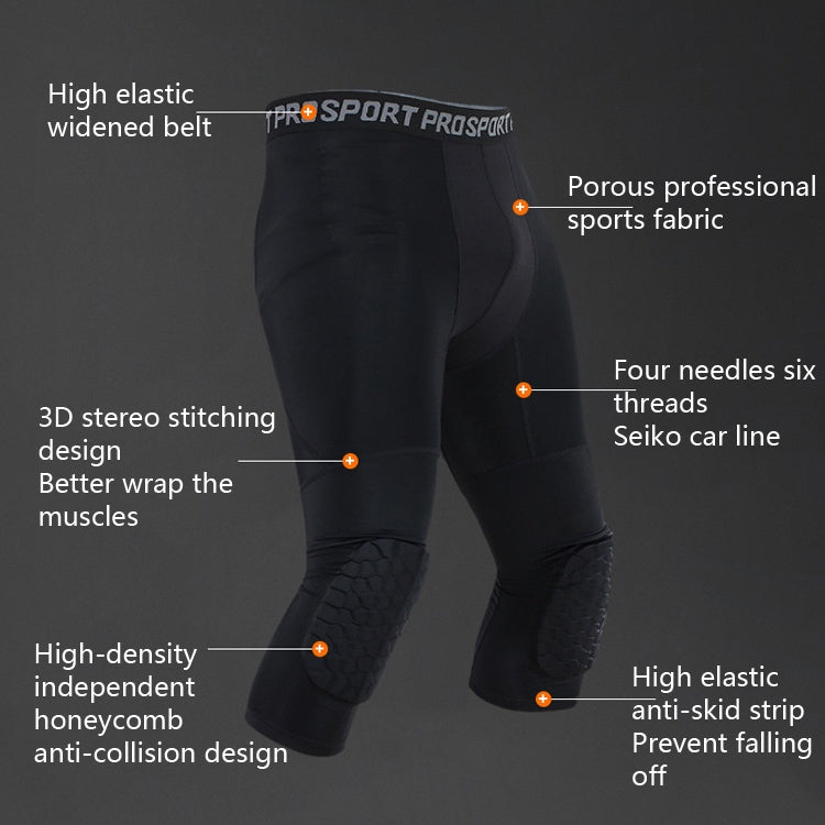High Elastic Lycra Honeycomb Crash Pants Men Basketball Fitness Seven-tenths Sweatpants, Specification: XXL