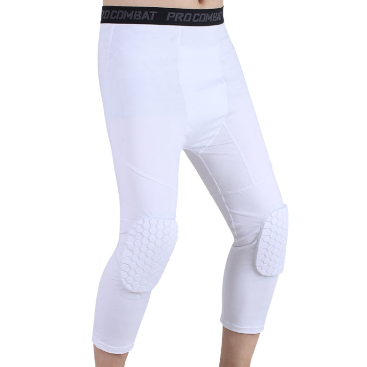 High Elastic Lycra Honeycomb Crash Pants Men Basketball Fitness Seven-tenths Sweatpants, Specification: XXXL
