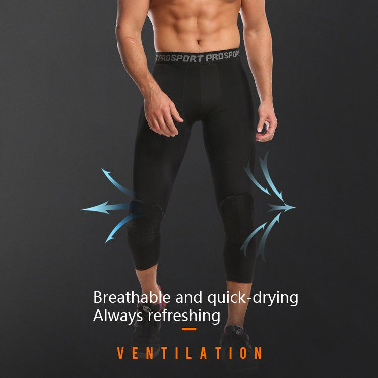 High Elastic Lycra Honeycomb Crash Pants Men Basketball Fitness Seven-tenths Sweatpants, Specification: XXXL