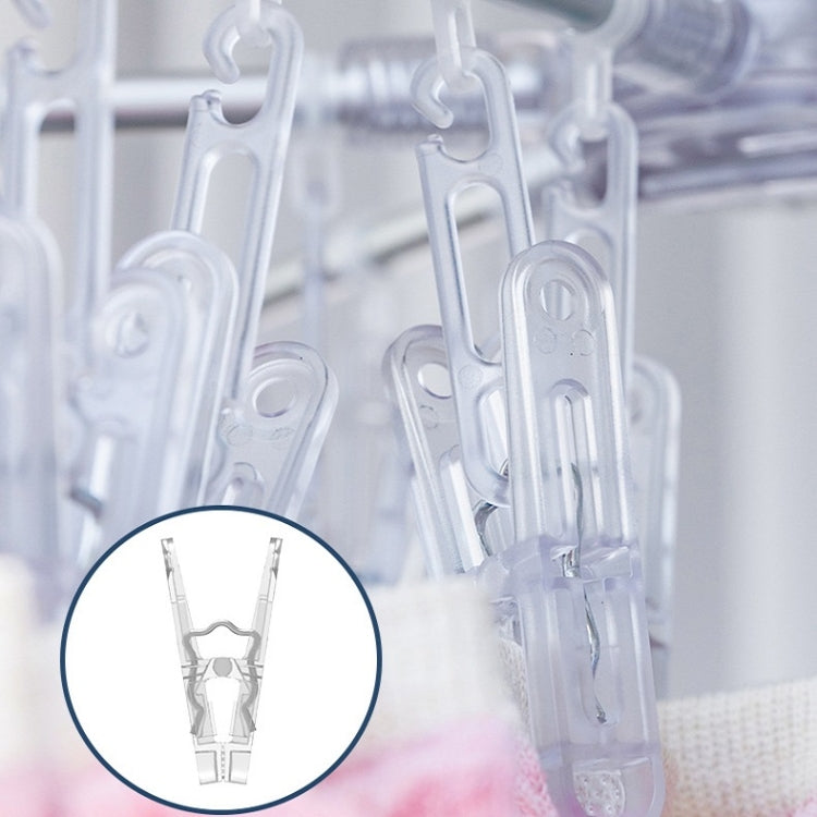 Silver-4 Poles 16 Clips Multifunctional Aluminum Alloy Household Drying Rack Round Rotating Windproof Socks Rack
