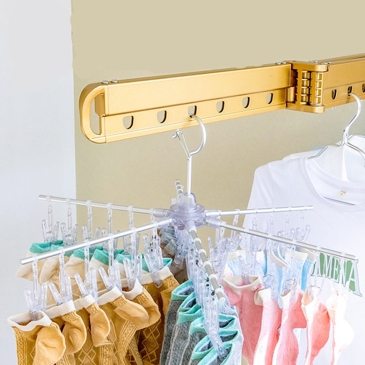 Silver-4 Poles 16 Clips Multifunctional Aluminum Alloy Household Drying Rack Round Rotating Windproof Socks Rack