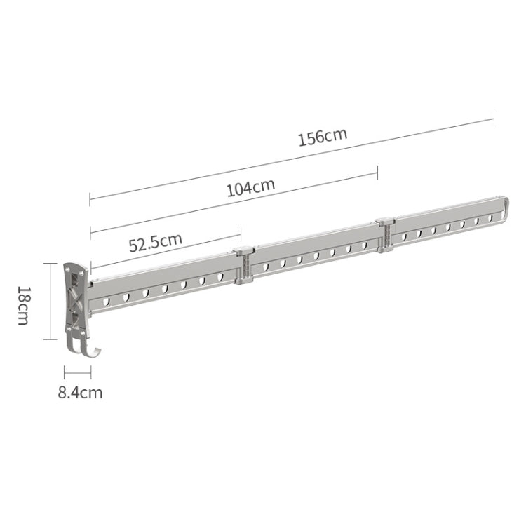 Clothes Rack Folding Telescopic Balcony Drying Rack Indoor Household Wall-Mounted Clothes Rail, Colour:  Silver Long (3 Sections)