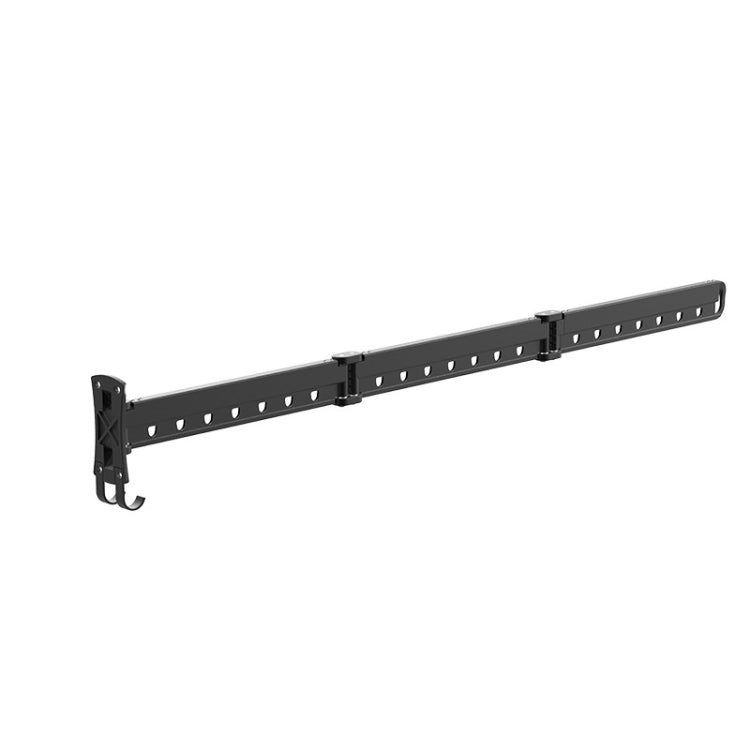 Clothes Rack Folding Telescopic Balcony Drying Rack Indoor Household Wall-Mounted Clothes Rail, Colour: Black Long (3 Sections)