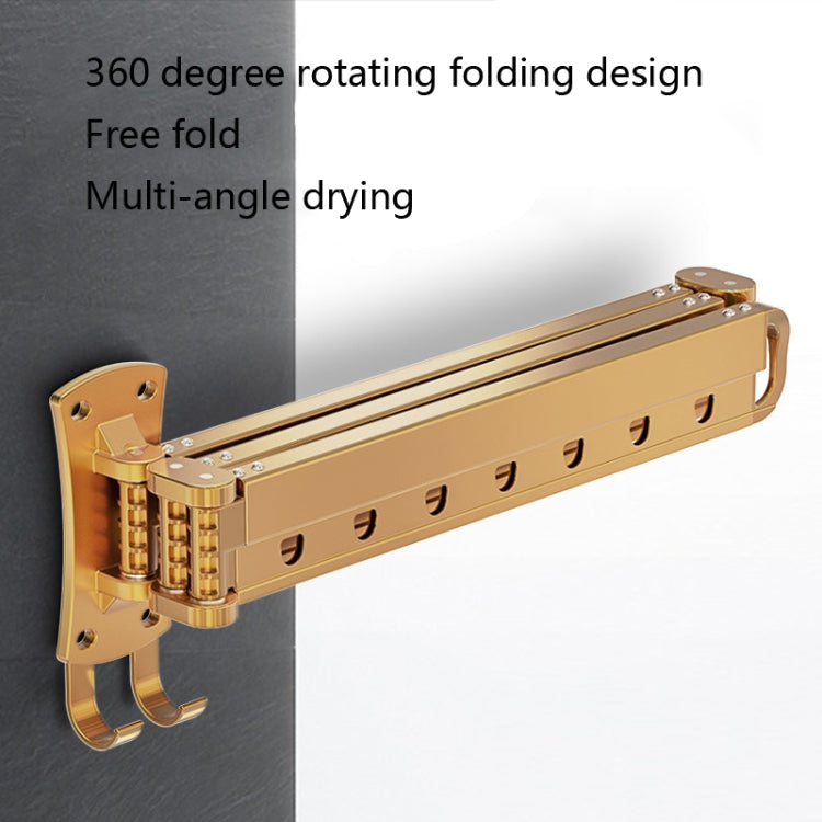 Clothes Rack Folding Telescopic Balcony Drying Rack Indoor Household Wall-Mounted Clothes Rail, Colour: Black Long (3 Sections)