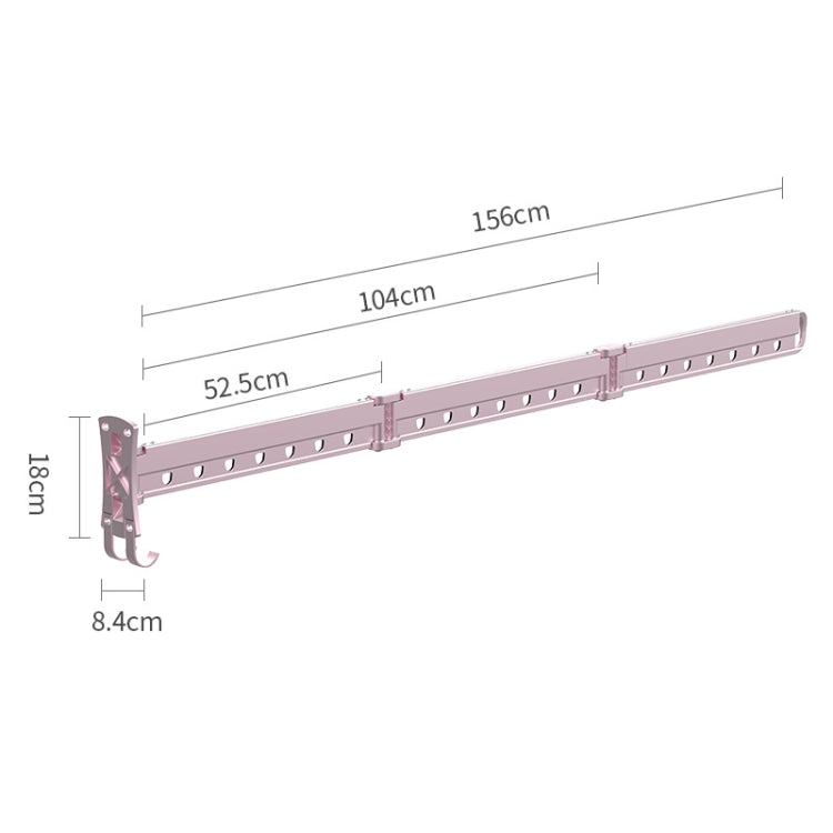 Clothes Rack Folding Telescopic Balcony Drying Rack Indoor Household Wall-Mounted Clothes Rail, Colour: Rose Gold Long (3 Sections)