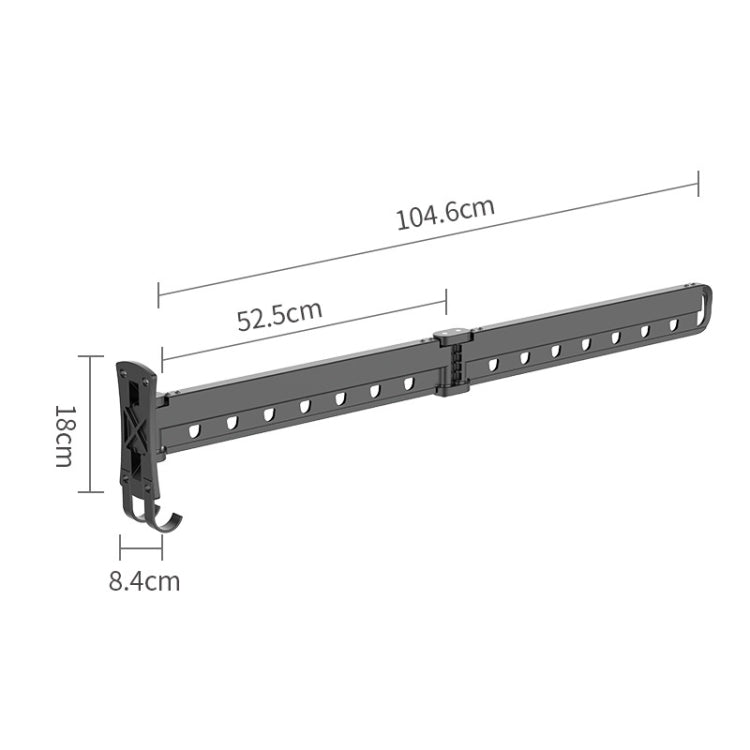 Clothes Rack Folding Telescopic Balcony Drying Rack Indoor Household Wall-Mounted Clothes Rail, Colour: Black Short (2 sections)