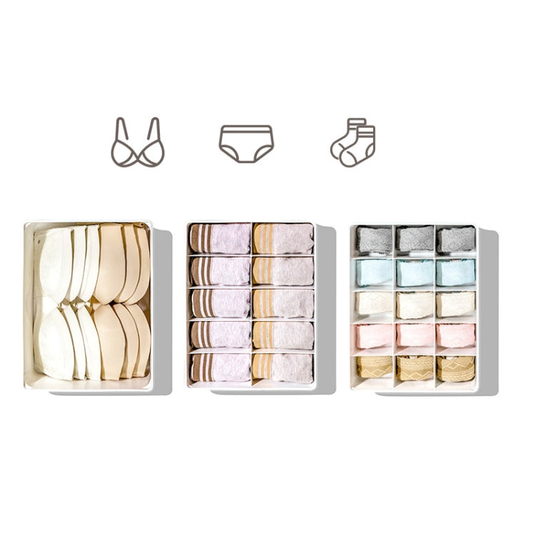 Clothes Storage Box Plastic Wardrobe Finishing Box 10 Grids + Lid