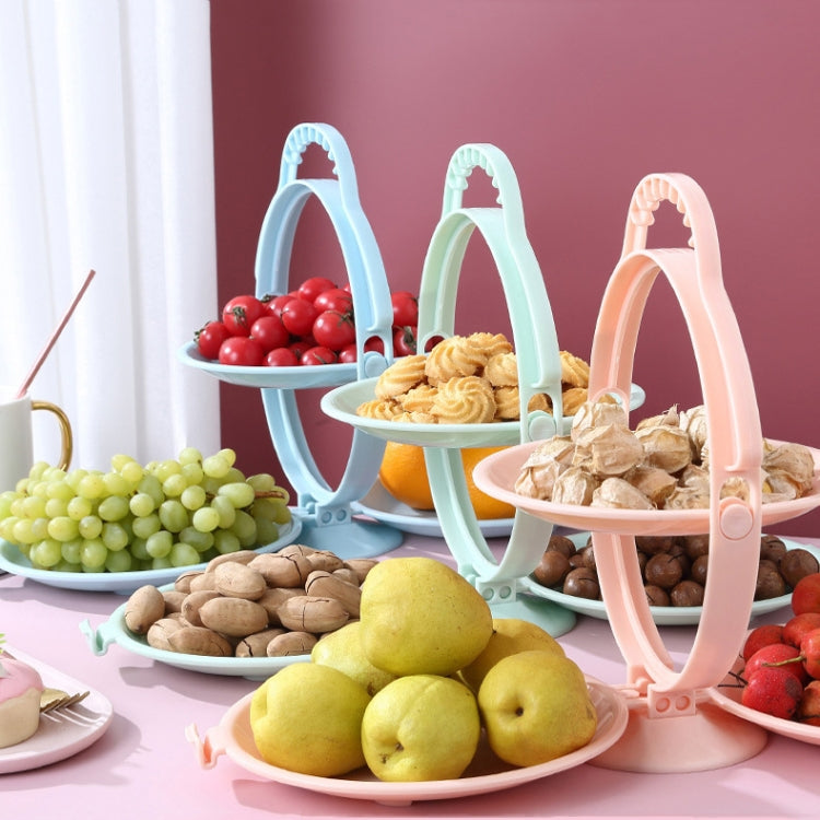 Smiling Face Folding Double Fruit Plate Home Living Room Coffee Table Decoration Portable Fruit Bowl(Blue)