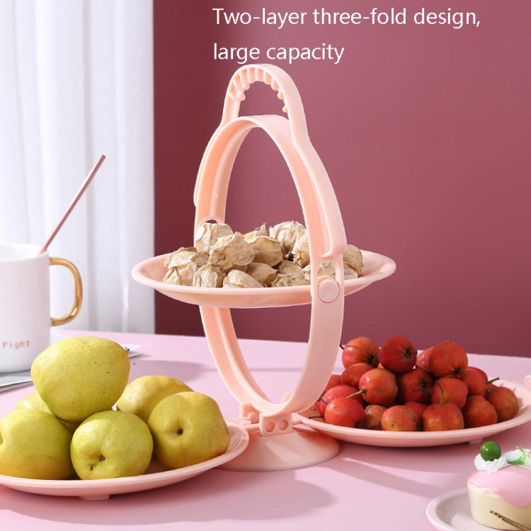 Smiling Face Folding Double Fruit Plate Home Living Room Coffee Table Decoration Portable Fruit Bowl(Blue)