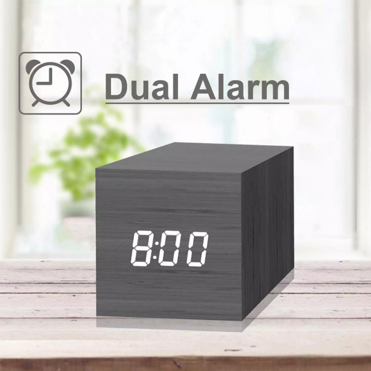 Multicolor Sounds Control Wooden Clock Modern Digital LED Desk Alarm Clock Thermometer Timer White Red