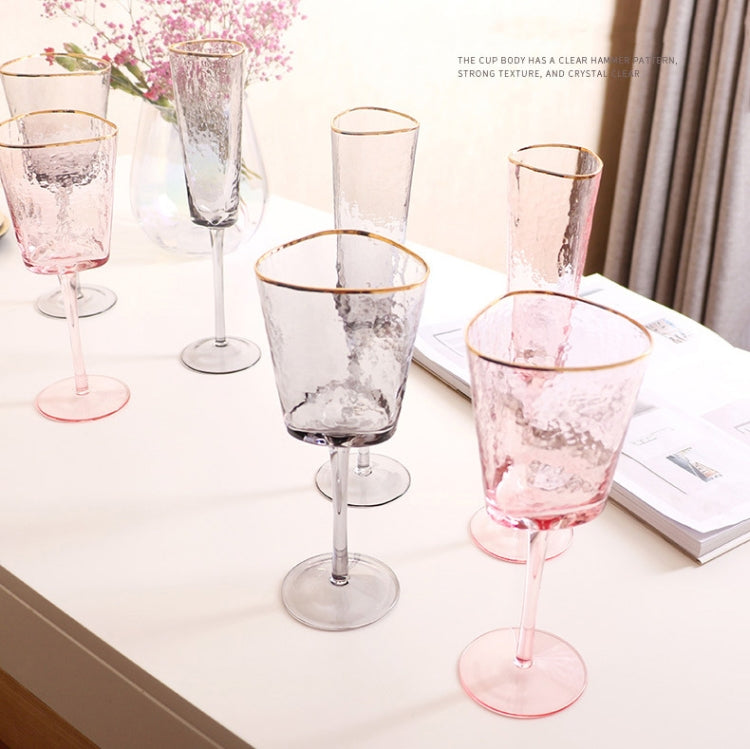 Hammered Phnom Penh Crystal Glass Goblet Wine Glass Glass Wine Glass, Standard sizes: Red Wine Glass (Transparent)