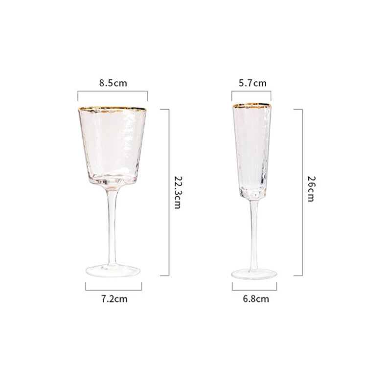 Hammered Phnom Penh Crystal Glass Goblet Wine Glass Glass Wine Glass, Standard sizes: Red Wine Glass (Transparent)