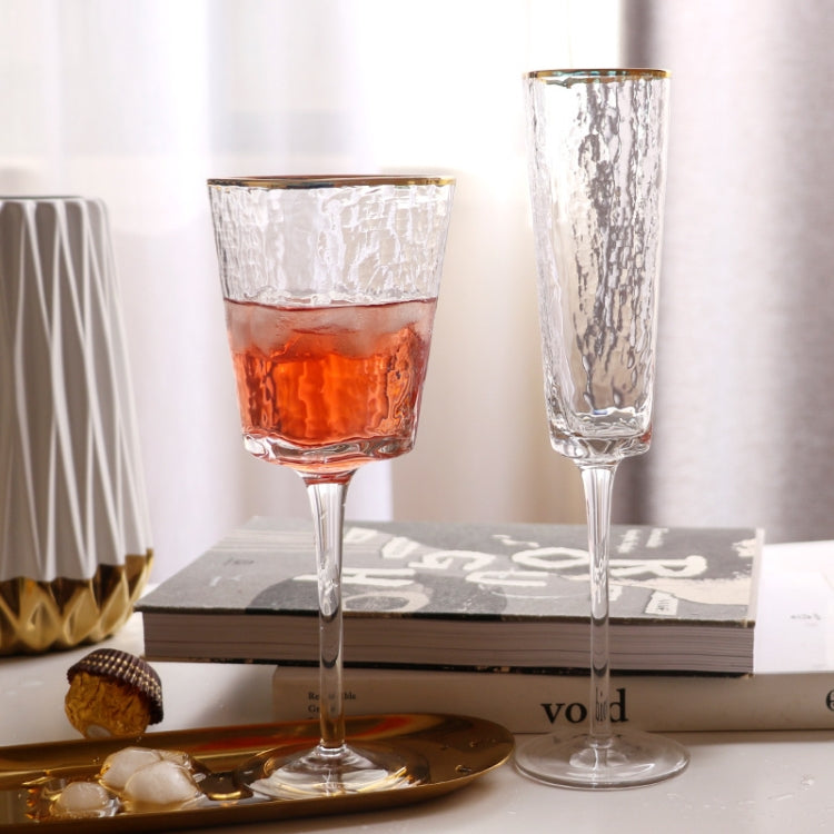 Hammered Phnom Penh Crystal Glass Goblet Wine Glass Glass Wine Glass, Standard sizes: Red Wine Glass (Transparent)