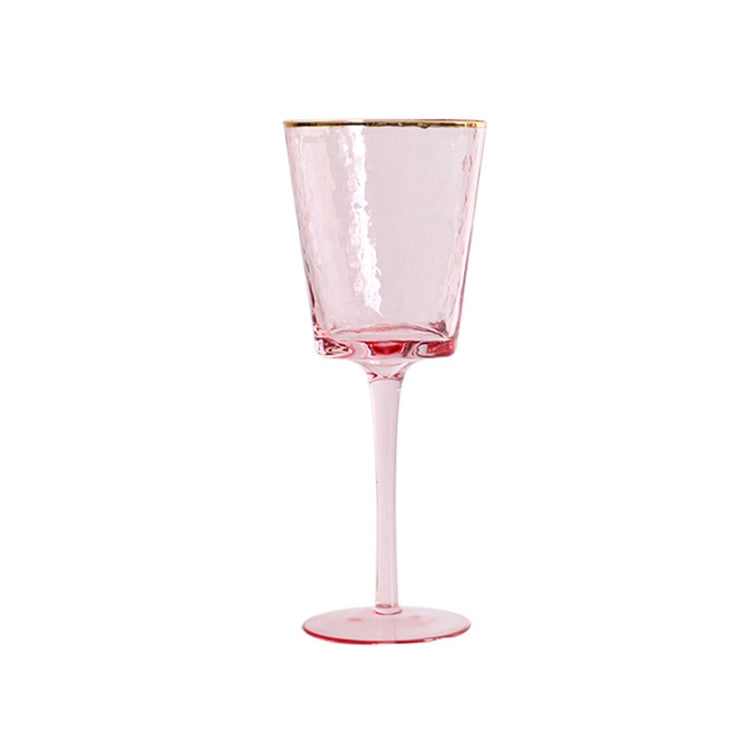 Hammered Phnom Penh Crystal Glass Goblet Wine Glass Glass Wine Glass, Standard sizes: Red Wine Glass (Pink)