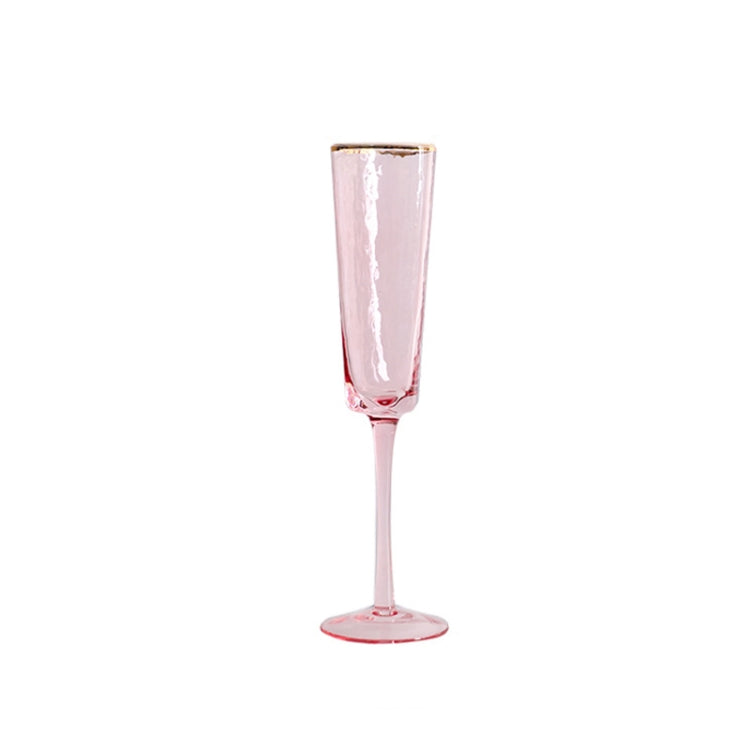 Hammered Phnom Penh Crystal Glass Goblet Wine Glass Glass Wine Glass, Standard sizes: Champagne Glass (Pink)