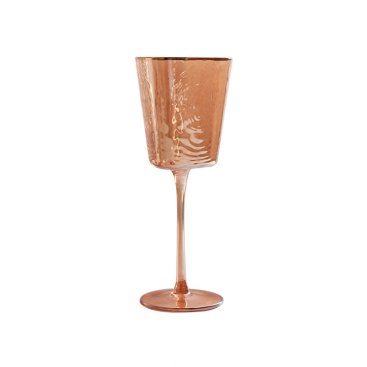 Hammered Phnom Penh Crystal Glass Goblet Wine Glass Glass Wine Glass, Standard sizes: Red Wine Glass (Amber)