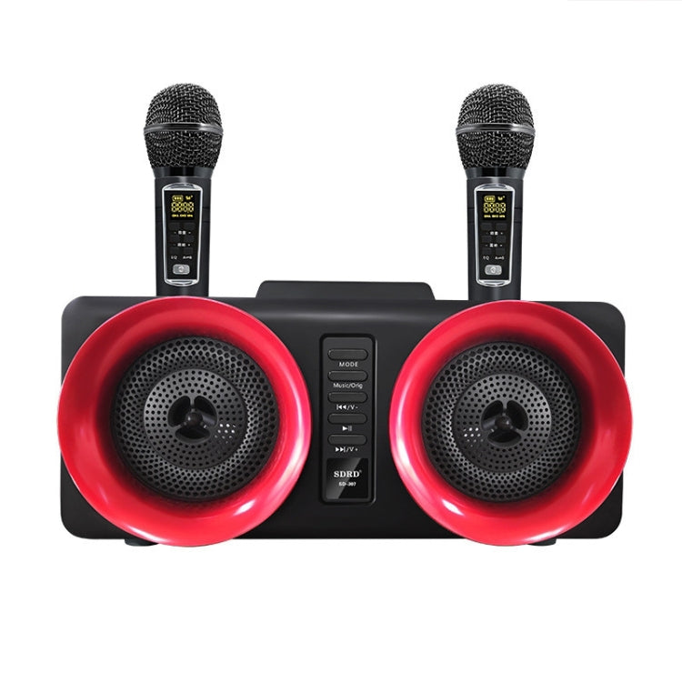 SDRD SD-307 2 in 1 Family KTV Portable Wireless Live Dual Microphone + Bluetooth Speaker