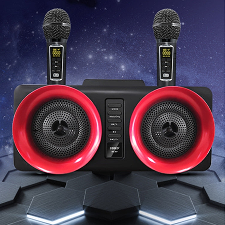 SDRD SD-307 2 in 1 Family KTV Portable Wireless Live Dual Microphone + Bluetooth Speaker