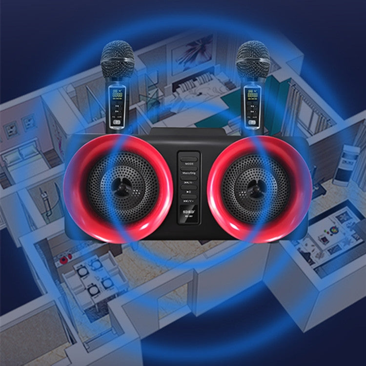 SDRD SD-307 2 in 1 Family KTV Portable Wireless Live Dual Microphone + Bluetooth Speaker
