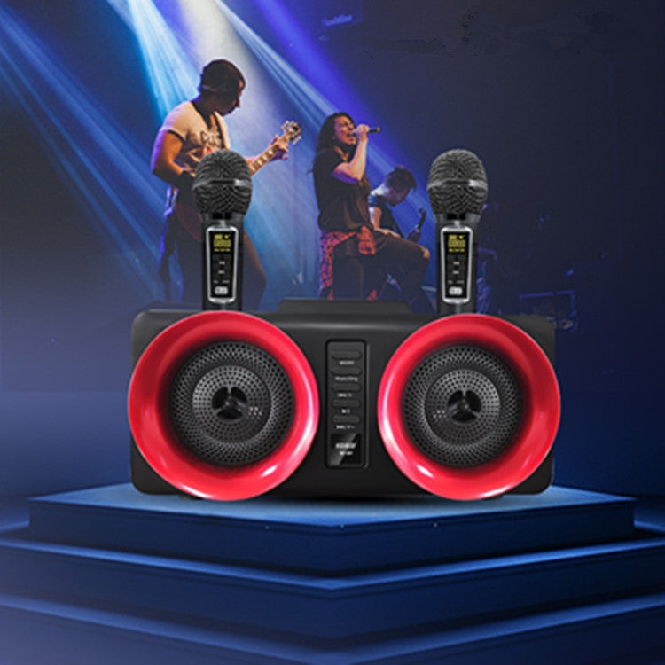 SDRD SD-307 2 in 1 Family KTV Portable Wireless Live Dual Microphone + Bluetooth Speaker