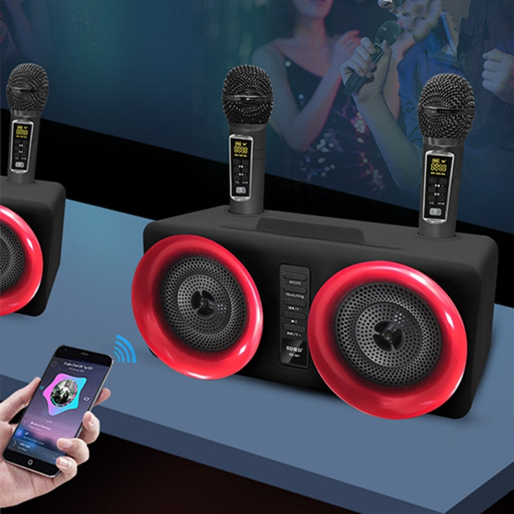 SDRD SD-307 2 in 1 Family KTV Portable Wireless Live Dual Microphone + Bluetooth Speaker
