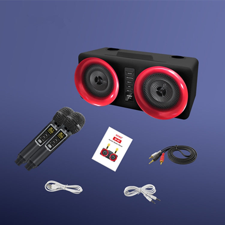 SDRD SD-307 2 in 1 Family KTV Portable Wireless Live Dual Microphone + Bluetooth Speaker