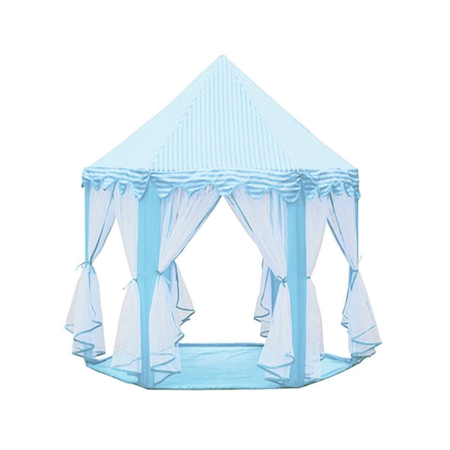 3 PCS Portable Children Princess Girl Castle Tent Play House Kids Small Folding Baby Beach Tent House(Blue)
