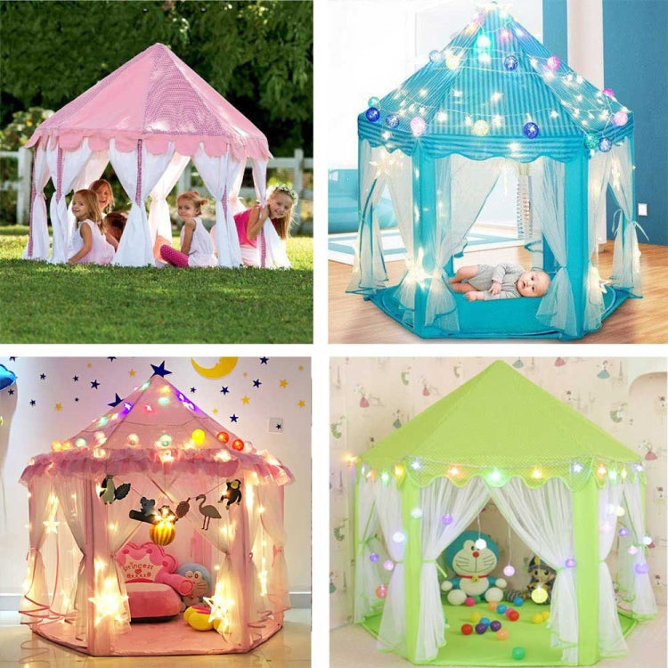 3 PCS Portable Children Princess Girl Castle Tent Play House Kids Small Folding Baby Beach Tent House(Blue)