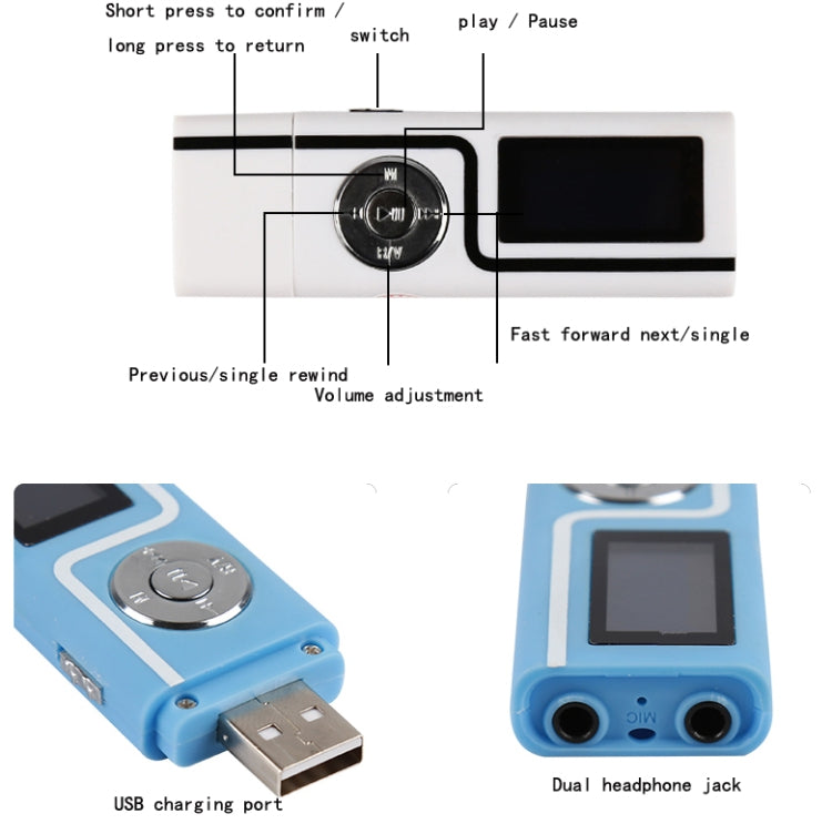 U Disk Plug-In Expansion Card Socke MP3 Player With Display