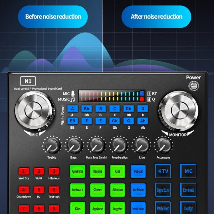 N1 Sound Card Anchor Live Broadcast Equipment Mobile Phone Computer Recording Karaoke Sound Processor