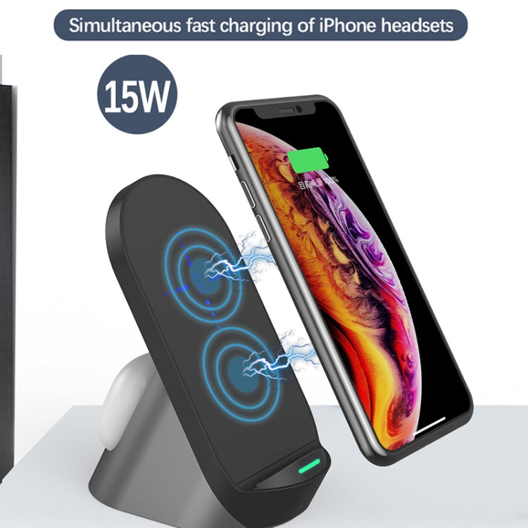 H19 2 In 1 Multifunction Quick Vertical Wireless Charger for iPhone, AirPods and other Android Smart Phones