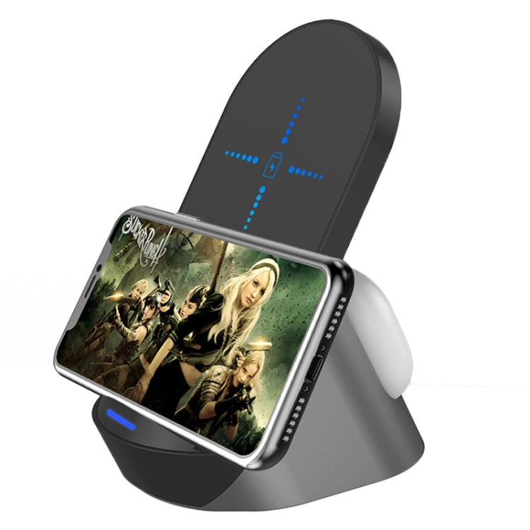 H19 2 In 1 Multifunction Quick Vertical Wireless Charger for iPhone, AirPods and other Android Smart Phones