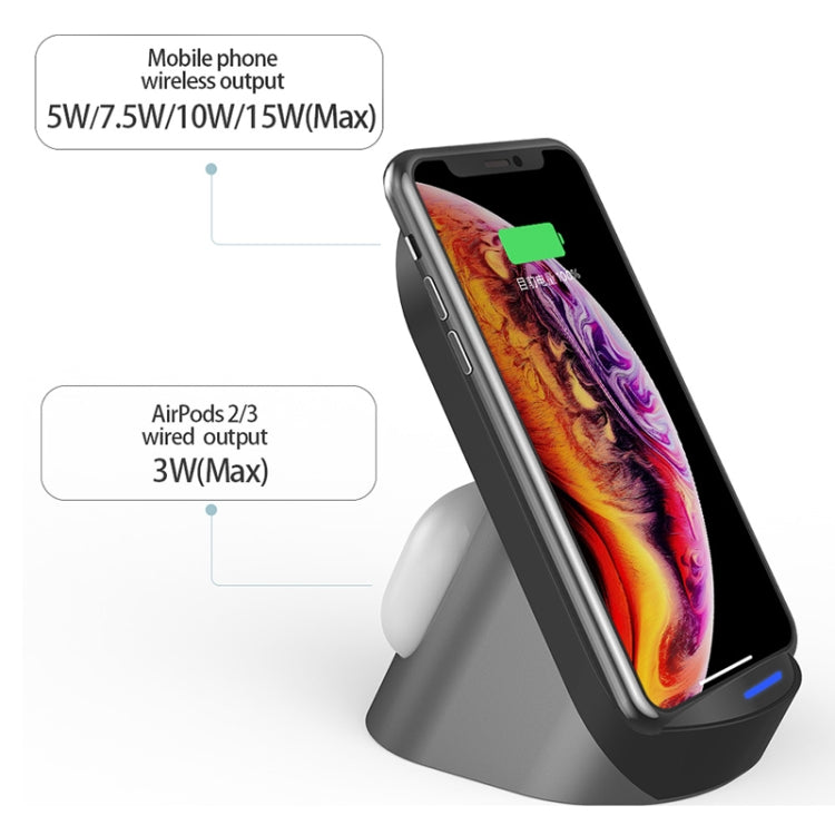 H19 2 In 1 Multifunction Quick Vertical Wireless Charger for iPhone, AirPods and other Android Smart Phones