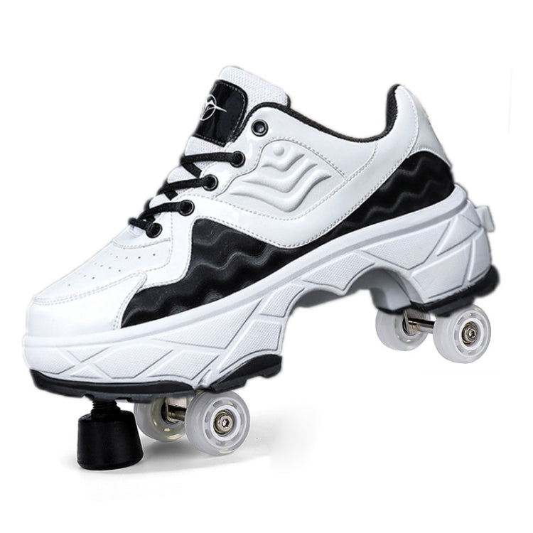 DF08 Dual-Purpose Walking Shoes Four-Wheel Shrinkable Brake Roller Skates, Size: