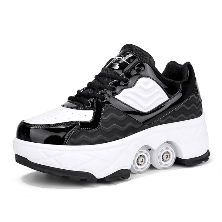 DF08 Dual-Purpose Walking Shoes Four-Wheel Shrinkable Brake Roller Skates, Size: