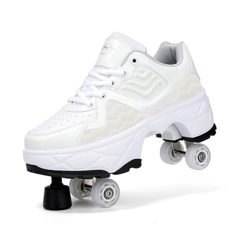 DF08 Dual-Purpose Walking Shoes Four-Wheel Shrinkable Brake Roller Skates, Size: