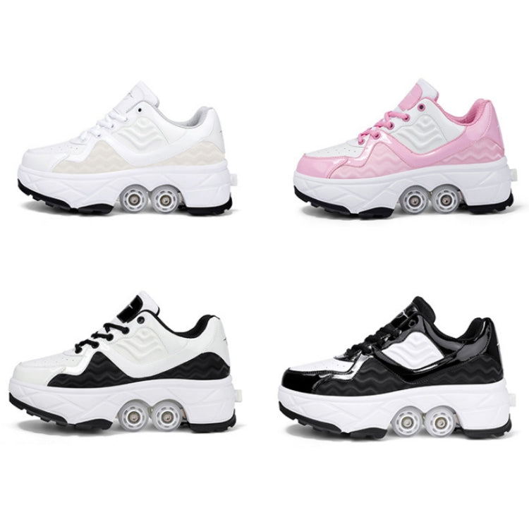 DF08 Dual-Purpose Walking Shoes Four-Wheel Shrinkable Brake Roller Skates, Size: