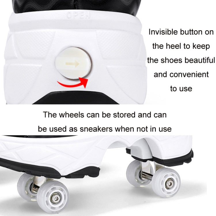 DF08 Dual-Purpose Walking Shoes Four-Wheel Shrinkable Brake Roller Skates, Size: