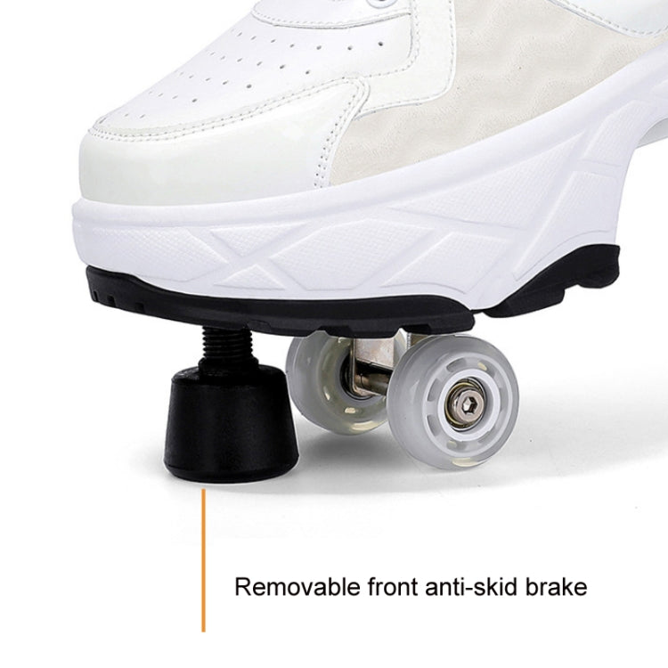 DF08 Dual-Purpose Walking Shoes Four-Wheel Shrinkable Brake Roller Skates, Size: