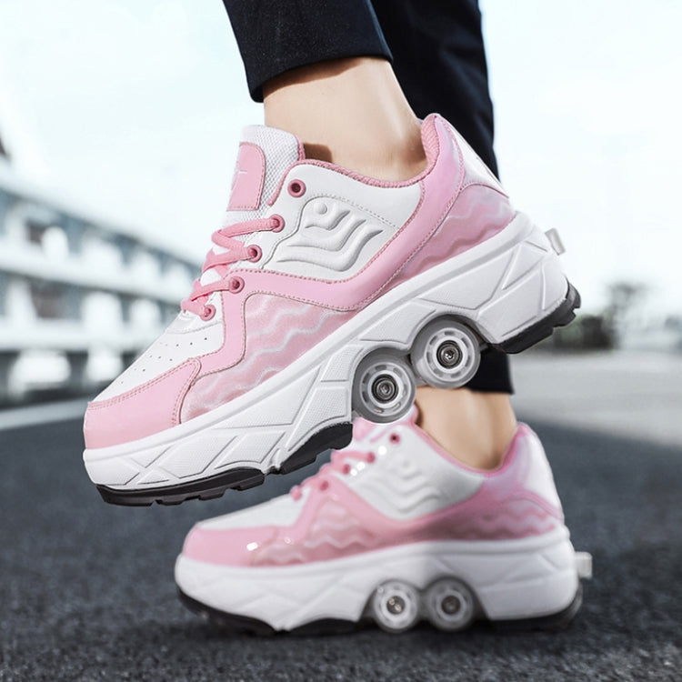 DF08 Dual-Purpose Walking Shoes Four-Wheel Shrinkable Brake Roller Skates, Size: