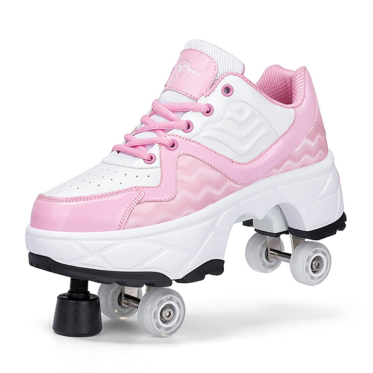 DF08 Dual-Purpose Walking Shoes Four-Wheel Shrinkable Brake Roller Skates, Size: