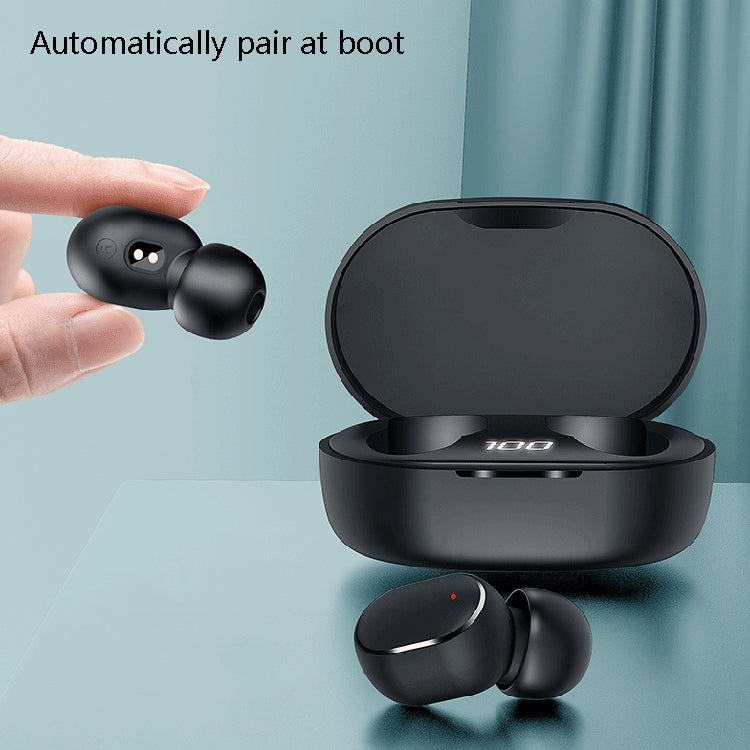 M3 Wireless Bluetooth Earphone TWS Digital Display Bluetooth Earphone 5.0 Sports Wireless Stereo Earphone(Black)