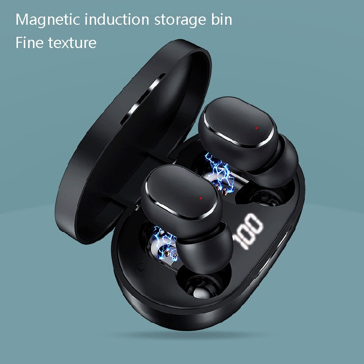 M3 Wireless Bluetooth Earphone TWS Digital Display Bluetooth Earphone 5.0 Sports Wireless Stereo Earphone(Black)